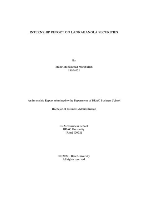 Internship Report On Lankabangla Securities: by Mahir Mohammad Muhibullah 18104021 | Download ...