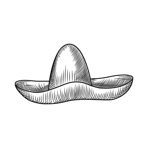 Hand drawn sombrero hat isolated on white background. Vintage engraved ...