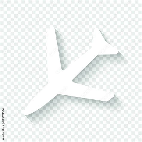 Plane icon. White icon with shadow on transparent background Stock ...