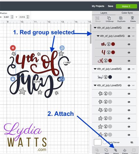 Attaching to Hold Cut Placement with Different Colors in Cricut Design Space – Lydia Watts ...