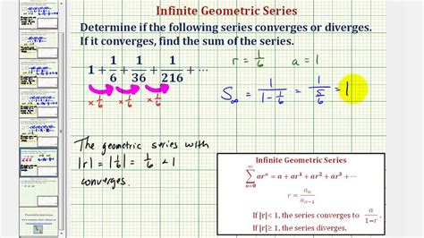 Ex: Determine if an Infinite Geometric Series Converges or Diverges ...