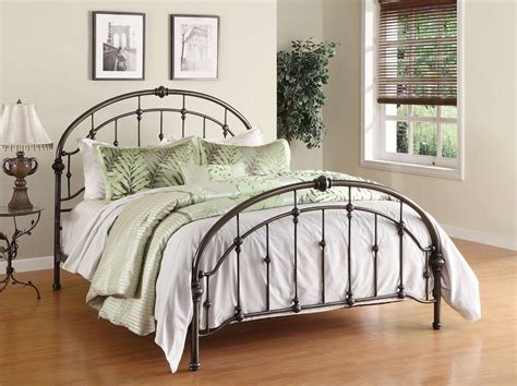 Queen Metal Bed Antique Bronze Iron Arched Victorian Headboard Footboard & Frame | Queen metal ...