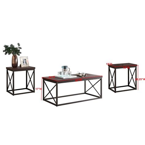 IN Room Furniture Designs 3-Piece Contemporary Wood Table in Pewter/Brown | Cymax Business