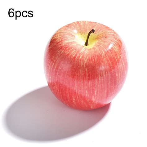 6pcs Lifelike Artificial Red Apples Fake Apples Fruit Home Kitchen ...