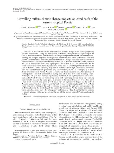 (PDF) Upwelling buffers climate change impacts on coral reefs of the eastern tropical Pacific