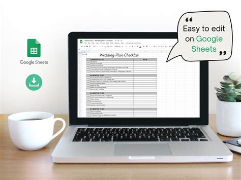 Wedding Plan Checklist Editable Google Sheets Wedding Plan | Etsy