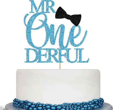 Amazon.com: Mr Onederful Cake Topper - Boy 1st Birthday Cake Topper, Boy Baby Shower Cake Decor ...