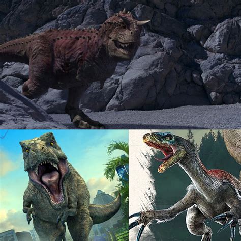 Rexy and Therizino vs Carnotaurus (Disney) by MnstrFrc on DeviantArt