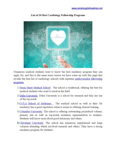 Best Cardiology Fellowship Programs by bestcardiology - Issuu