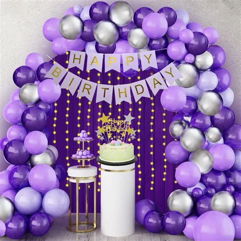 Buy Party Propz Purple Happy Birthday Decorations - 45 Pcs Purple Balloons for Birthday Party ...