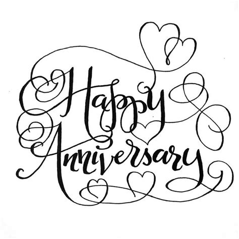 Happy Anniversary Hand-lettered card with flourishes | Happy anniversary lettering, Hand ...