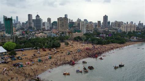 Ganesh Chaturthi Immersion at Girgaon Chowpatty Beach, Mumbai Stock Video - Video of beach ...