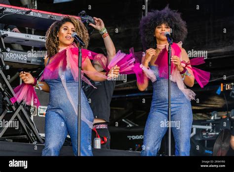 Glastonbury, UK. 24th June, 2023. Rick Astley (with backing singers ...