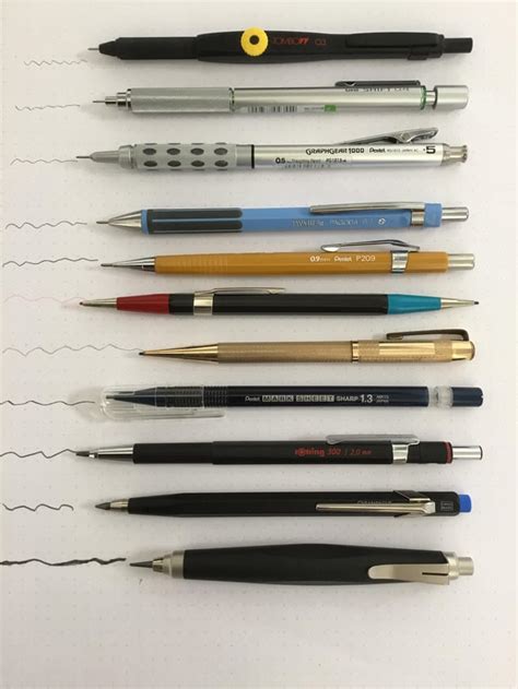 A selection of my mechanical pencils in various lead sizes. : r ...