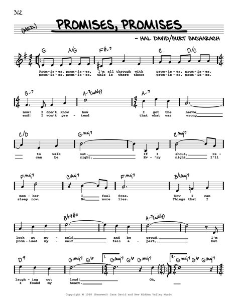 Promises, Promises (High Voice) Sheet Music | Bacharach & David | Real ...