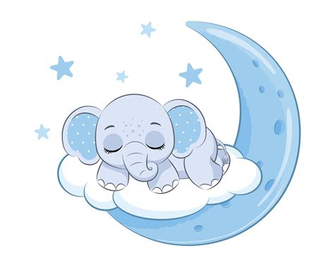 lindo elefante durmiendo en la luna. ilustración vectorial de una caricatura. 6689986 Vector en ...