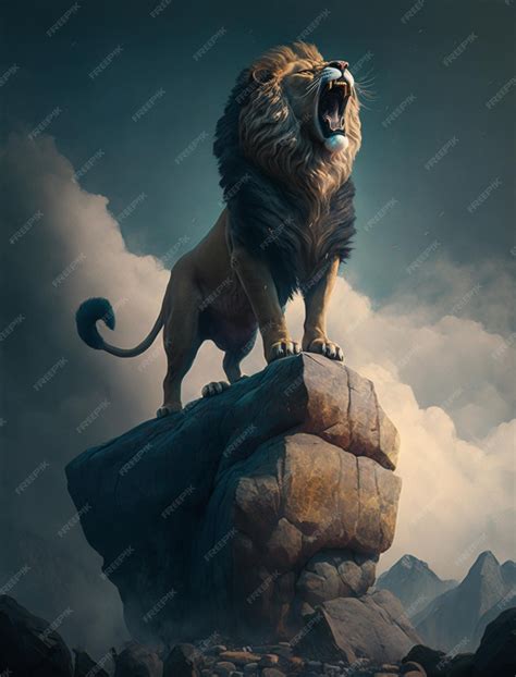 Premium AI Image | A lion on a rock with the title'lion king