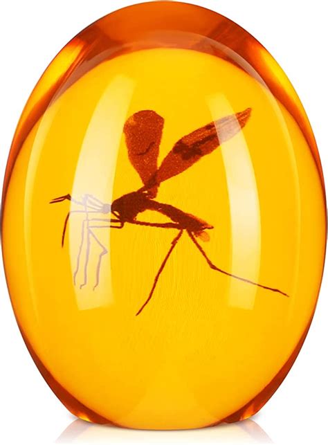 Qunclay Mosquito in Amber Resin Prop Replica Jurassic Collectible Paper Weight 3D Mosquito Amber ...
