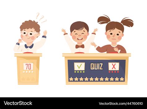 Kids playing quiz game or mind sport standing Vector Image