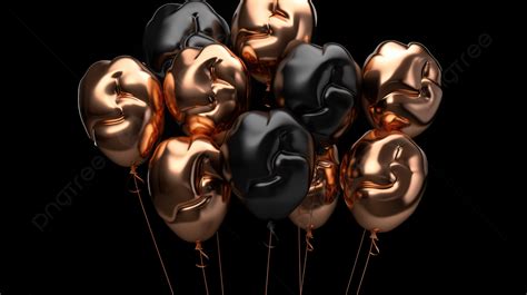 Black And Copper Balloons Background, 3d Illustration Of 83th Metal Rose Balloons Isolated On ...