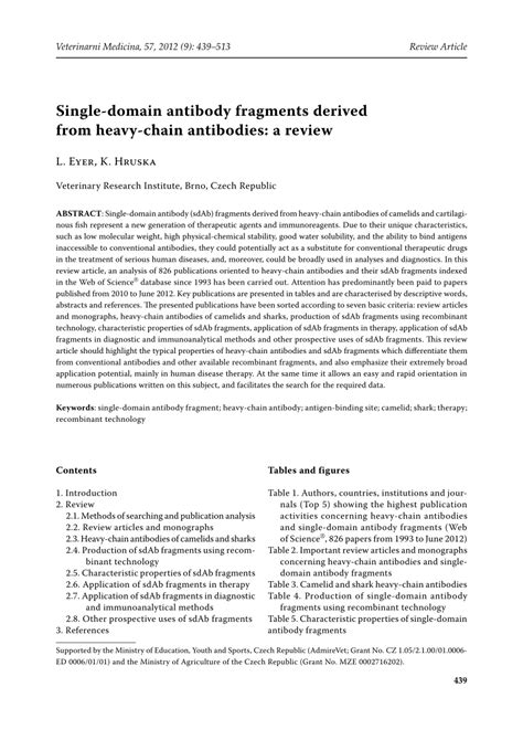 (PDF) Single-Domain Antibody Fragments Derived from Heavy-Chain Antibodies: A Review