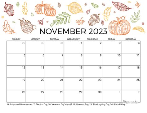 Printable November 2023 Calendar - 2023 Printable Calendar