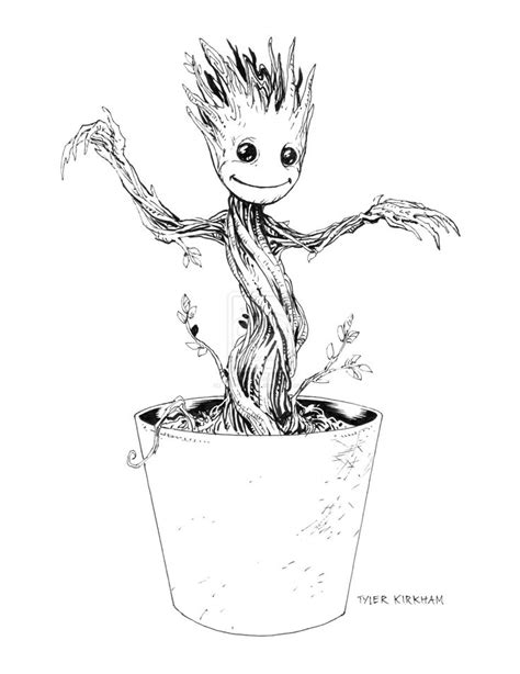 Baby groot drawing, Coloring pages, Marvel drawings