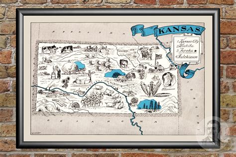 Vintage Kansas Map 1931 Old Map of Kansas Historical Wall | Etsy