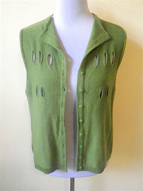 SALE Avocado Green Sweater Vest: Knitted Weskit Medium to | Etsy ...