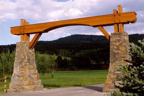 stone and wood arch gate | Entrance Portal | Pinterest | Farm entrance ...