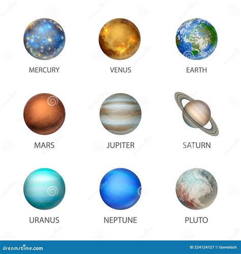 Vector 3d Realistic Space Planet Icon Set Isolated on White Background ...