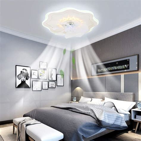 Buy Led Ceiling Light Fan Flower-shaped 3-Color Dimmable Acrylic Multifunction Ceiling Light ...