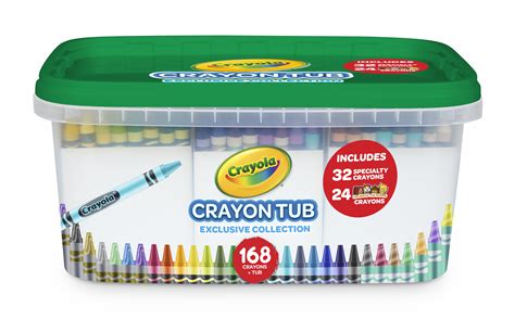Crayola Crayon and Storage Tub, 168 Crayons, Featuring Colors of the World Crayon Colors ...