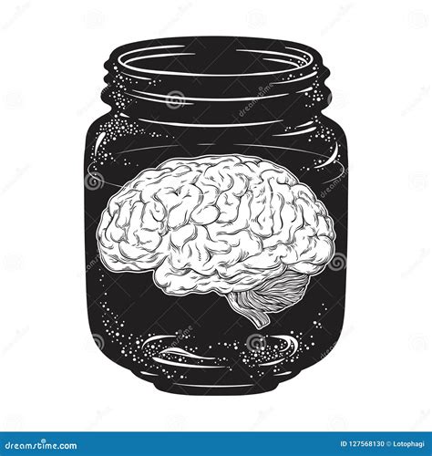 Brain In Glass Jar. Brainss In Glassy Liter Jar. Vector Illustration ...