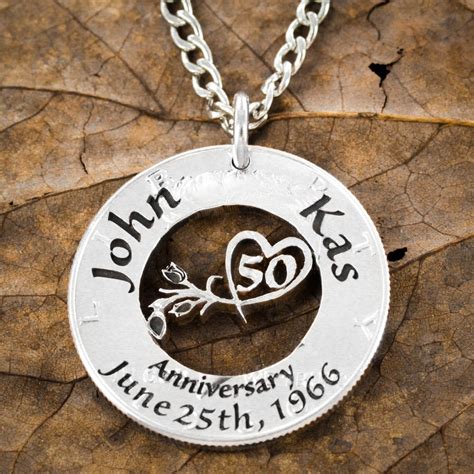 50th Anniversary Necklace, Custom Name and Date, Marriage Jewelry ...