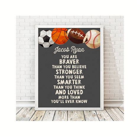 Boys Sports Print Boys Bedroom Decor Personalized Print Boys Room Decor ...