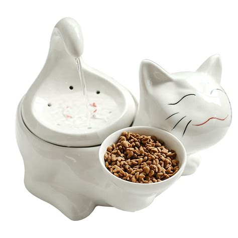 360 Ceramic Pet Fountain Advanced Cat Water Drinking Fountain Bowl with ...