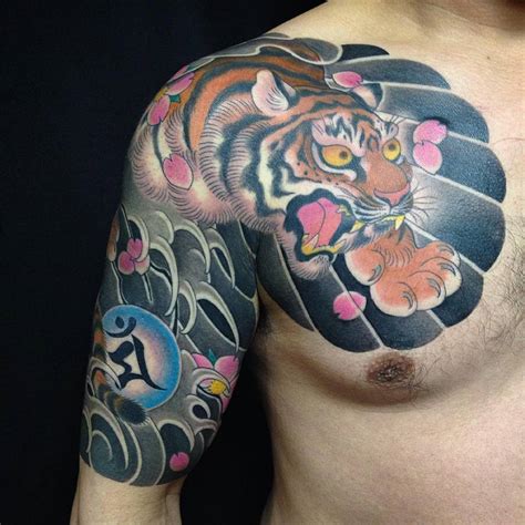 Traditional Tiger Chest Tattoo