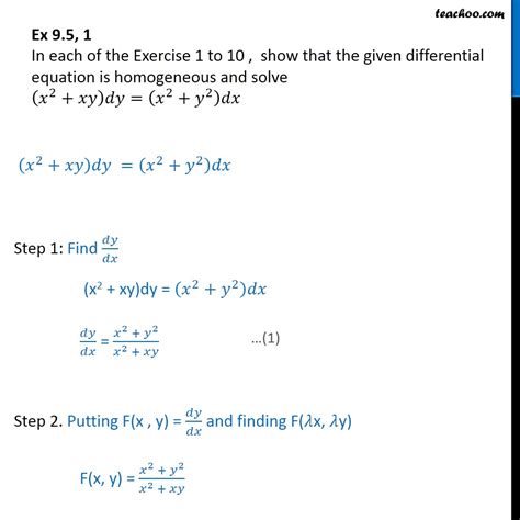 Ex 9.5, 1 - Show differential equation is homogeneous - Ex 9.5