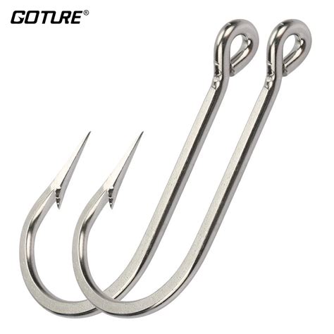 Goture Stainless Steel Fishing Hooks Saltwater Fishhooks Catfish Sea Fishing Hooks 10 piece Size ...