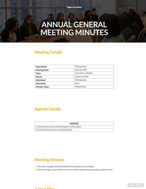 Annual General Meeting Minutes Template - Google Docs, Word, Apple Pages, PDF | Template.net