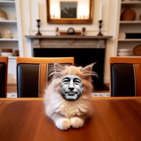 A kitten with a man´s face sitting on a table Blank Template - Imgflip
