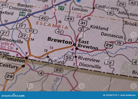 Brewton Alabama on a Map stock photo. Image of state - 255567210