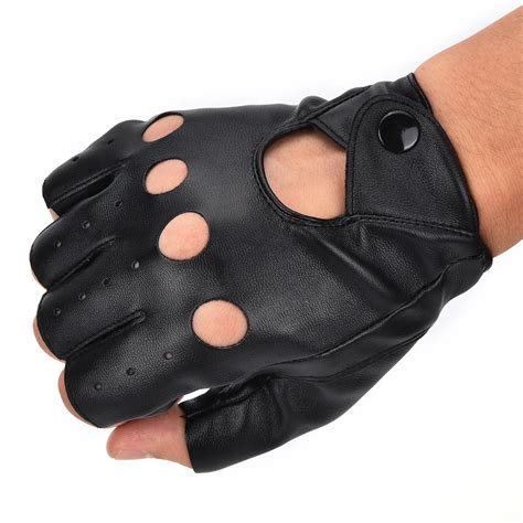 1Pair Half Finger Driving Women Gloves PU Leather Fingerless Gloves For ...