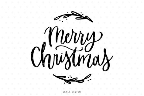 Merry Christmas SVG hand-lettered quote By SkylaDesign | TheHungryJPEG.com