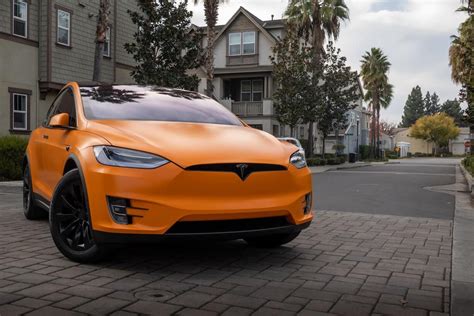 Tesla Model X - Matte Orange Vinyl Wrap | 3M 2080 - M54 - OCDetailing