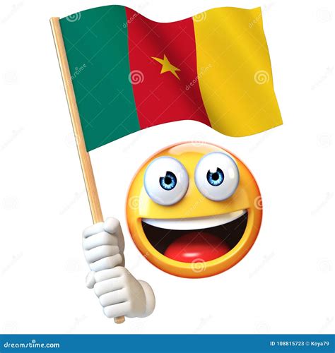 Emoji Holding Cameroon Flag, Emoticon Waving National Flag of Cameroon ...