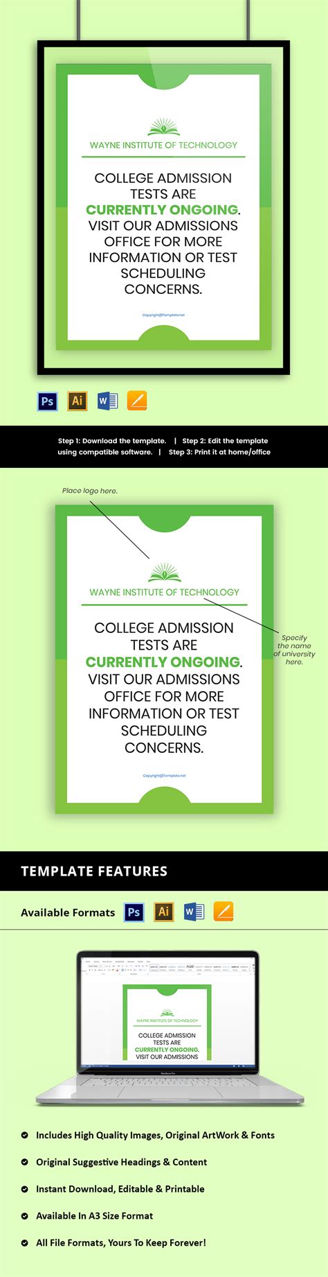 University College Board Sign Template - Illustrator, Word, Apple Pages ...