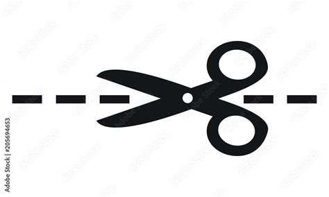 simple flat black vector scissors icon, cut here line symbol Stock Vector | Adobe Stock