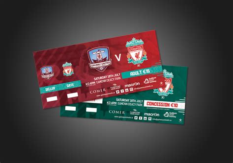 Galway United vs Liverpool Match Ticket Design